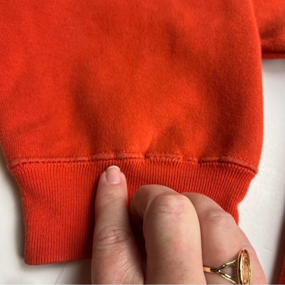 Vtg 90s Chaps Ralph Lauren Mens XXL Spell Out Crewneck Sweatshirt Orange *FLAW - Picture 5 of 12